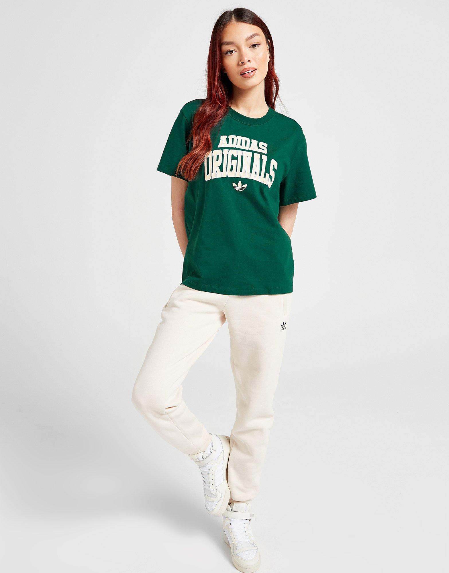 Koszulka, t-shirt damski ADIDAS T-SHIRT V'SITY TEE GRN/WHT TEE HZ6146 Zielony