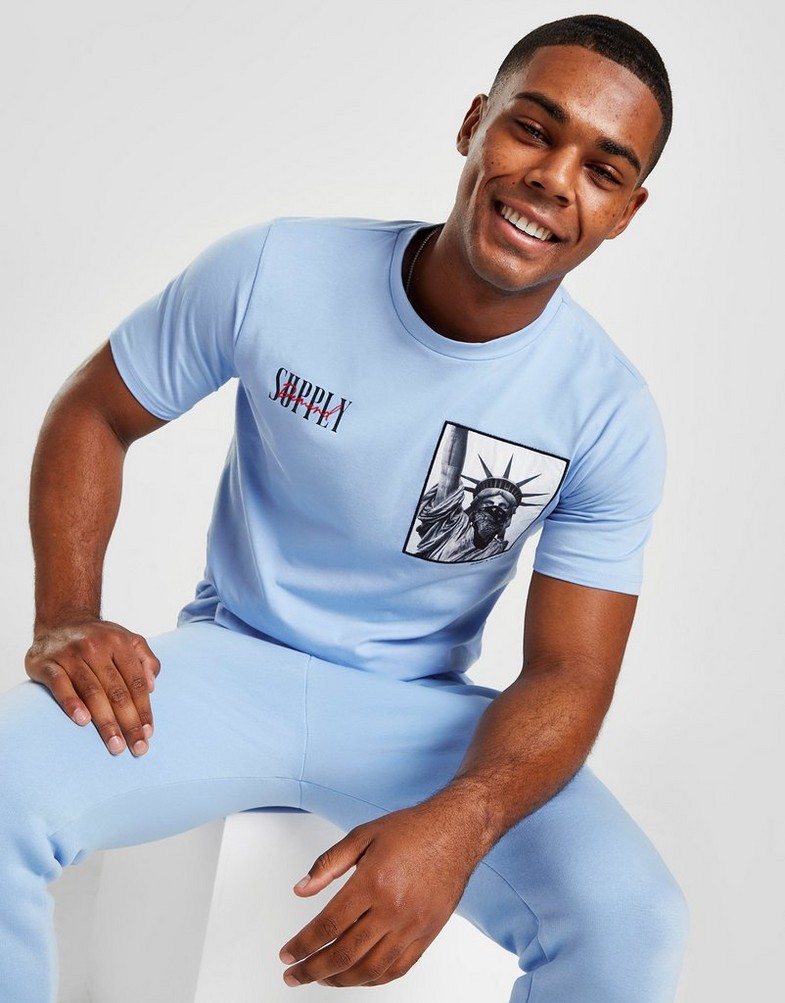Férfi póló SUPPLY&DEMAND PÓLÓ BRICKS TEE PLACID BLUE SUPTM16496 Kék