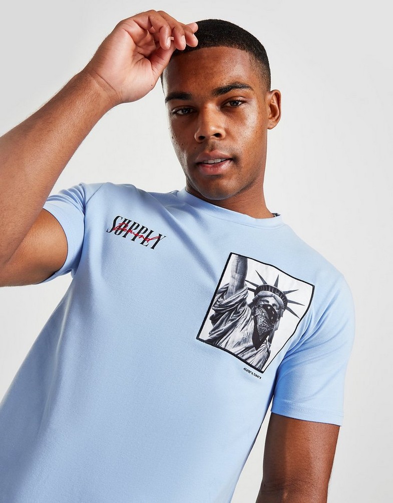 Férfi póló SUPPLY&DEMAND PÓLÓ BRICKS TEE PLACID BLUE SUPTM16496 Kék