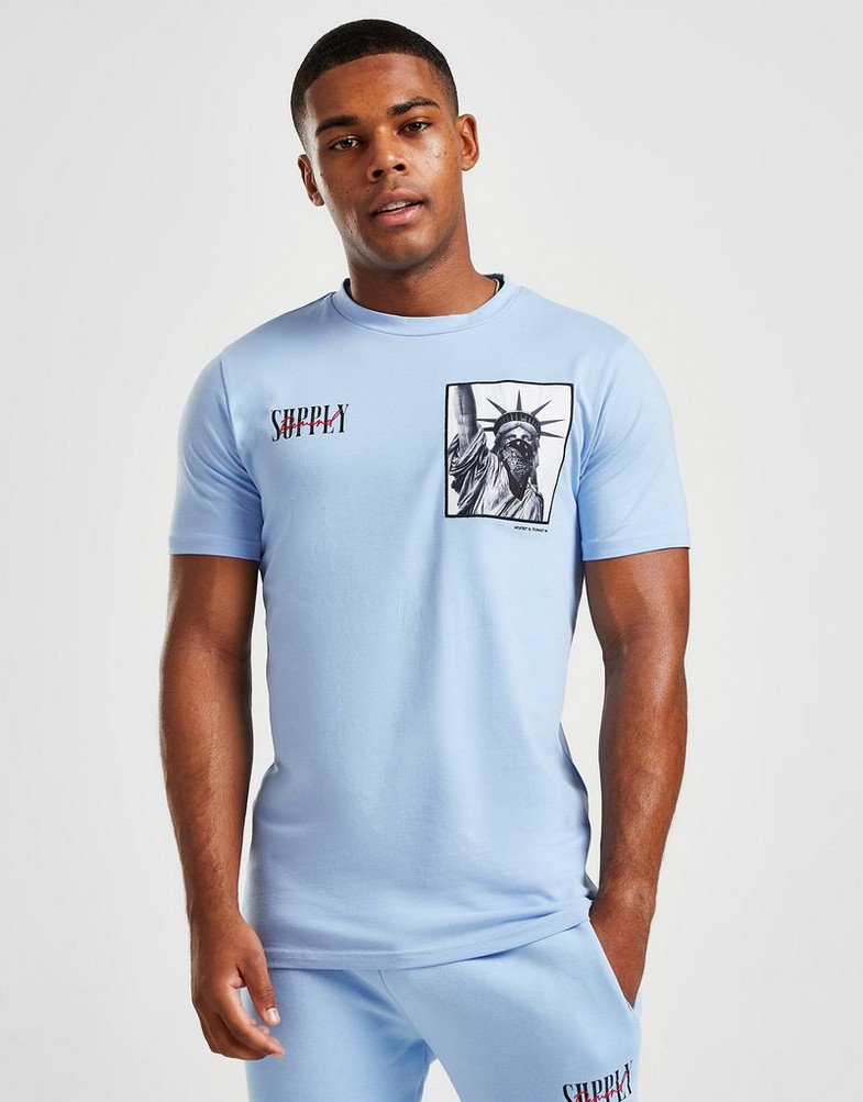 Férfi póló SUPPLY&DEMAND PÓLÓ BRICKS TEE PLACID BLUE SUPTM16496 Kék