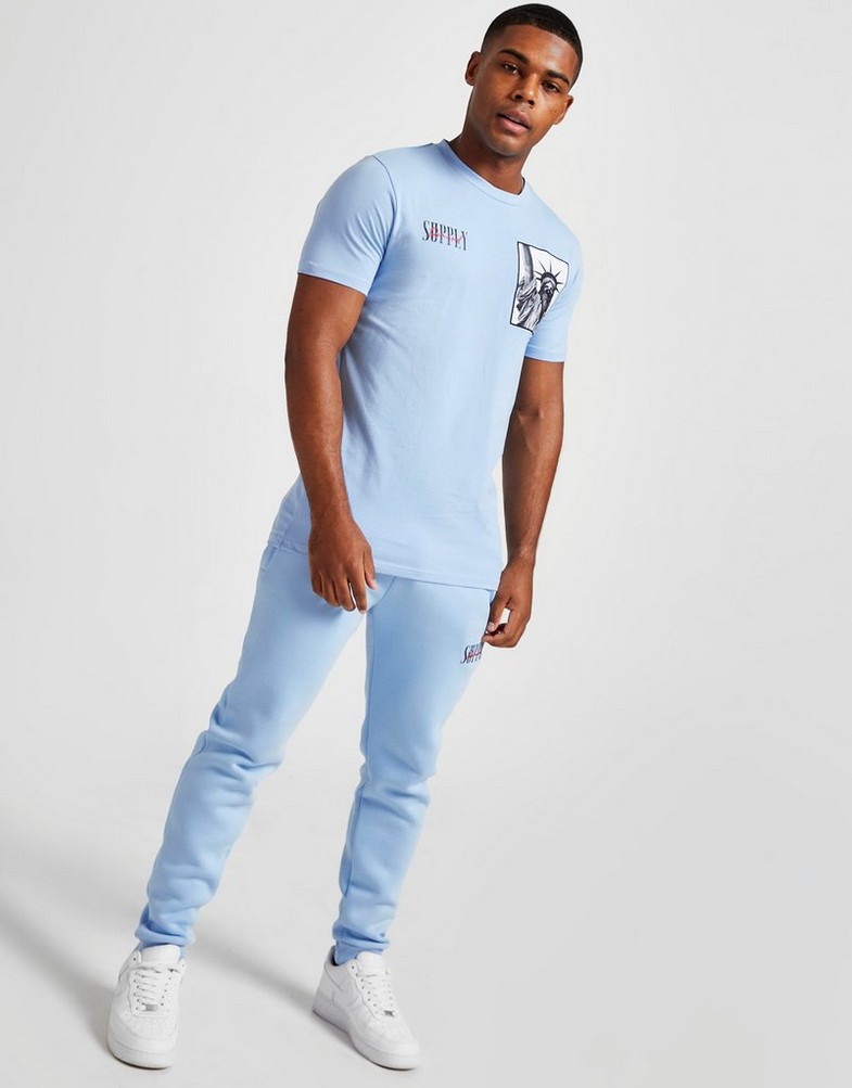 Férfi póló SUPPLY&DEMAND PÓLÓ BRICKS TEE PLACID BLUE SUPTM16496 Kék