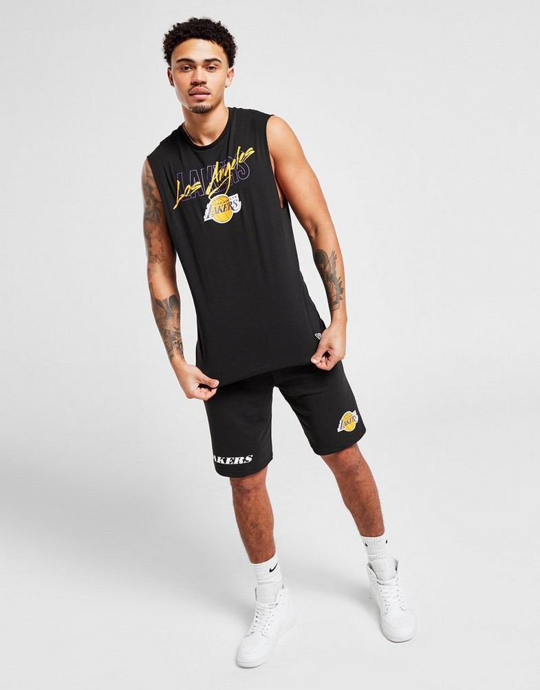 Top pentru bărbați NEW ERA MAIOU SCRIPT LAKERS LOS ANGELES LAKERS 60332188 Negru