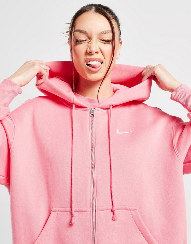 Női pulóver NIKE PULÓVER CIPZÁRAS KAPUCNIS W NSW PHNX FLC SWEATSHIRT DQ5758-611 Rózsaszín