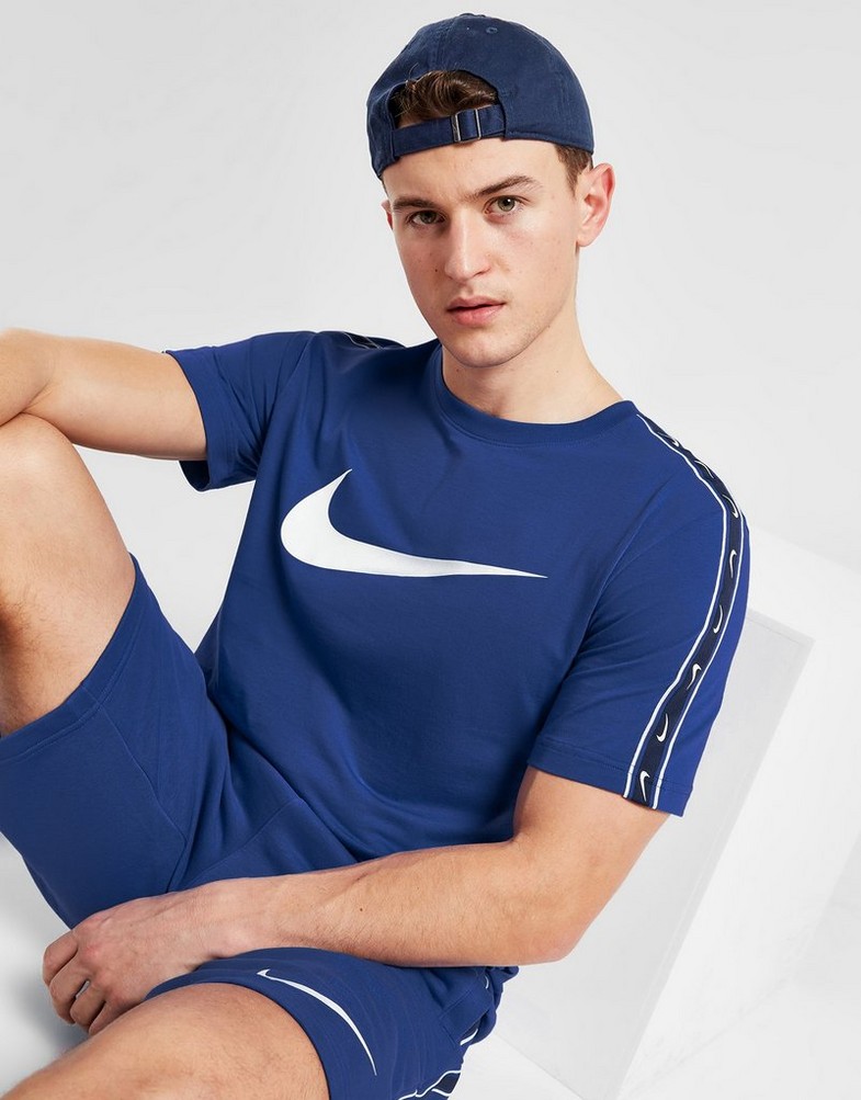 Koszulka, t-shirt męski NIKE T-SHIRT M NSW REPEAT SW SS TEE TEE DX2032-480 Niebieski