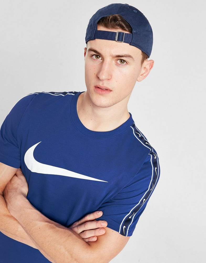 Koszulka, t-shirt męski NIKE T-SHIRT M NSW REPEAT SW SS TEE TEE DX2032-480 Niebieski