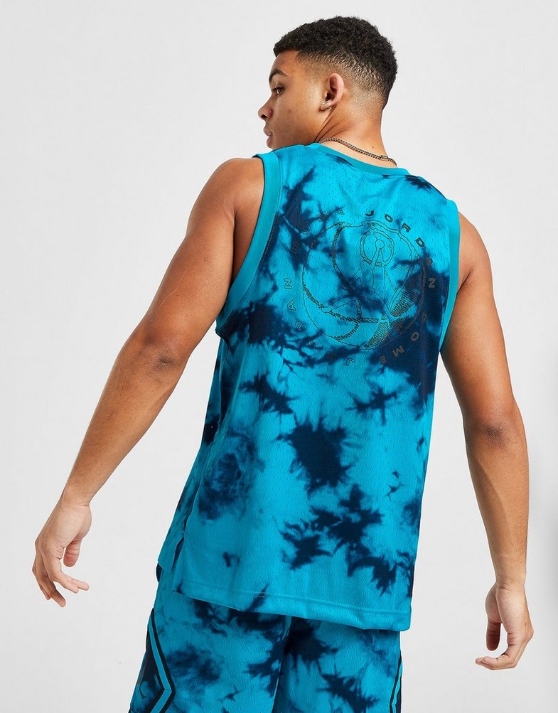 Férfi felső JORDAN TANK JDAN TIE DYE JERSEY BLUE TEE