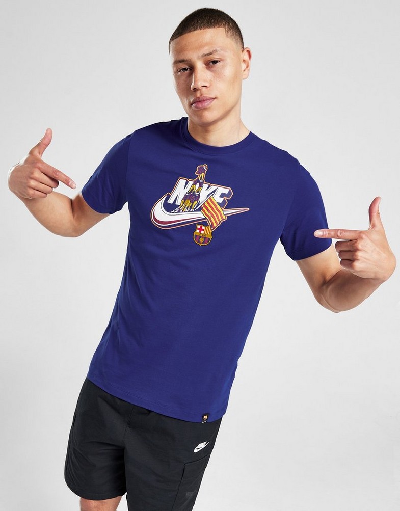 Koszulka, t-shirt męski NIKE T-SHIRT FCB M NK SSL FUTURA TEE TEE FD1085-455 Niebieski