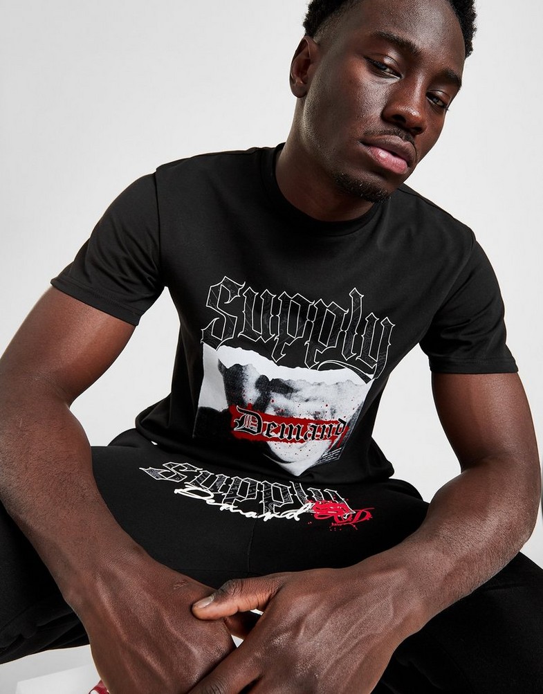 Koszulka, t-shirt męski SUPPLY & DEMAND T-SHIRT GRILL TEE BLK TEE - SHIRTS SUPTM16563 Czarny