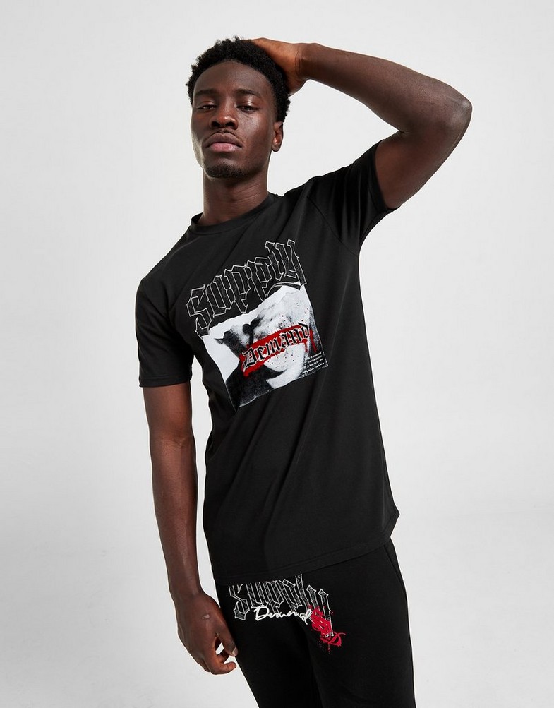 Koszulka, t-shirt męski SUPPLY & DEMAND T-SHIRT GRILL TEE BLK TEE - SHIRTS SUPTM16563 Czarny