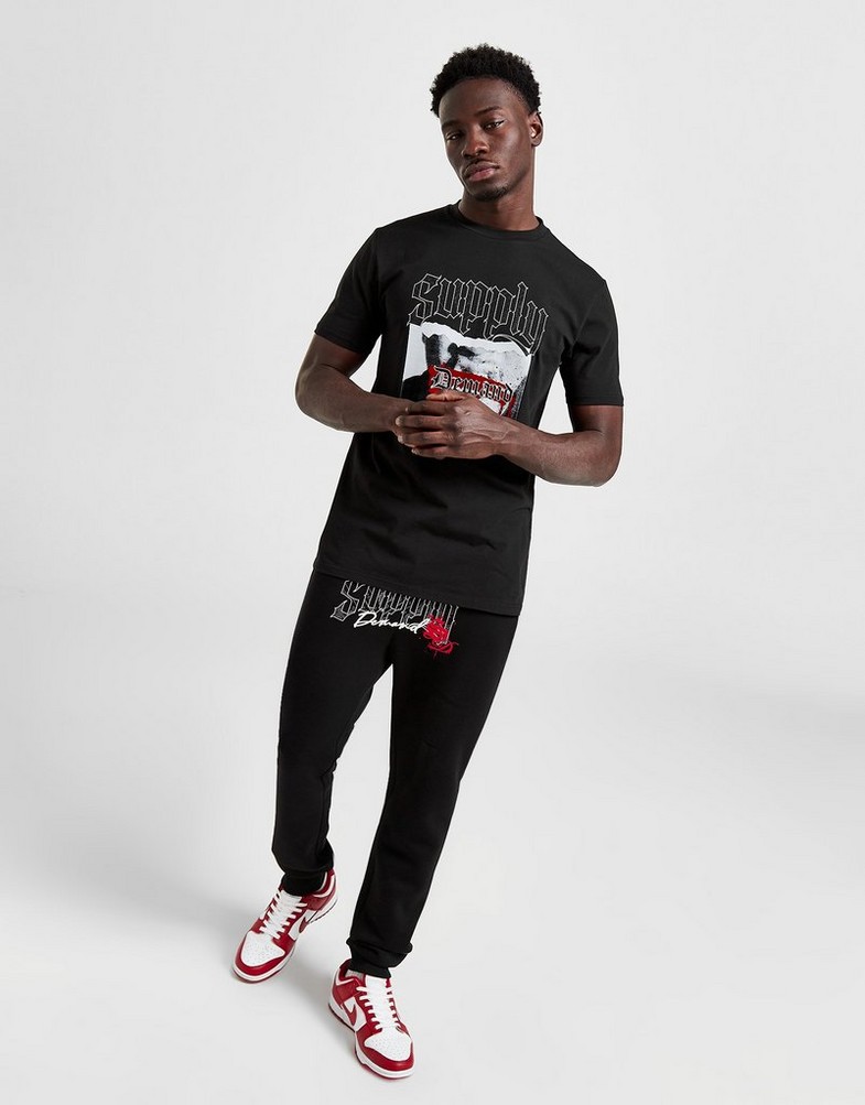 Koszulka, t-shirt męski SUPPLY & DEMAND T-SHIRT GRILL TEE BLK TEE - SHIRTS SUPTM16563 Czarny