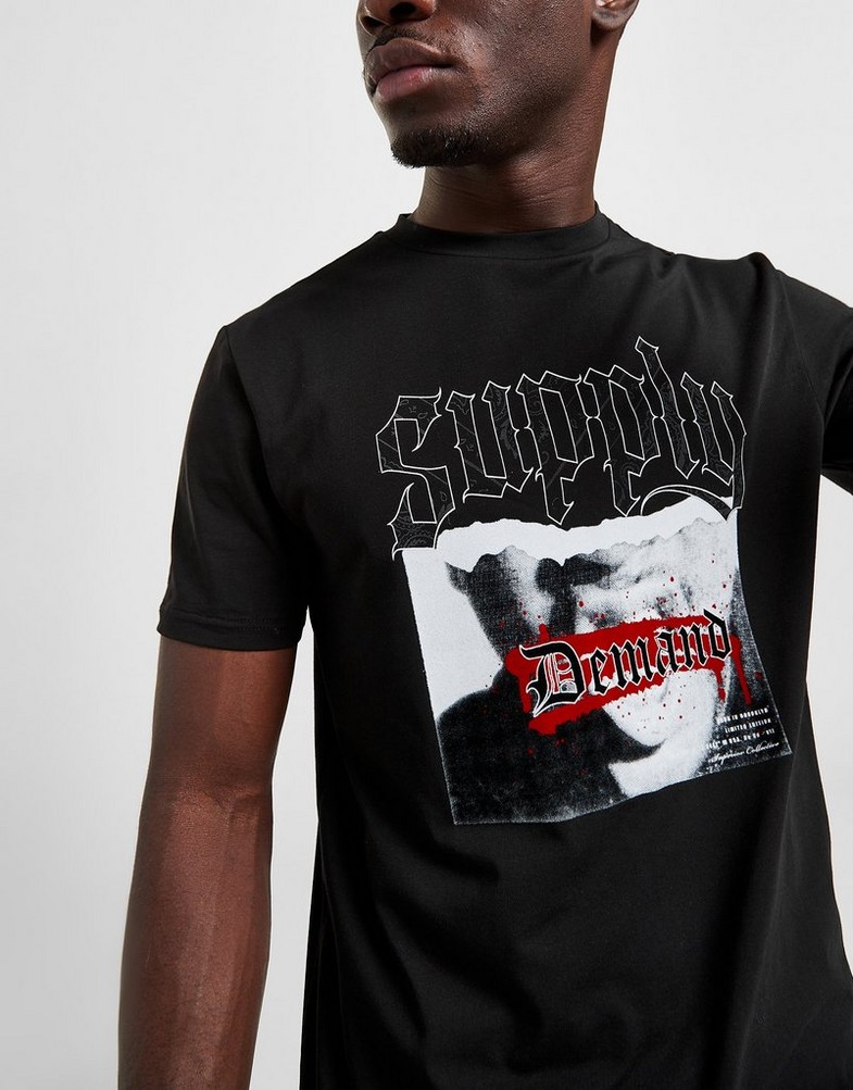 Koszulka, t-shirt męski SUPPLY & DEMAND T-SHIRT GRILL TEE BLK TEE - SHIRTS SUPTM16563 Czarny