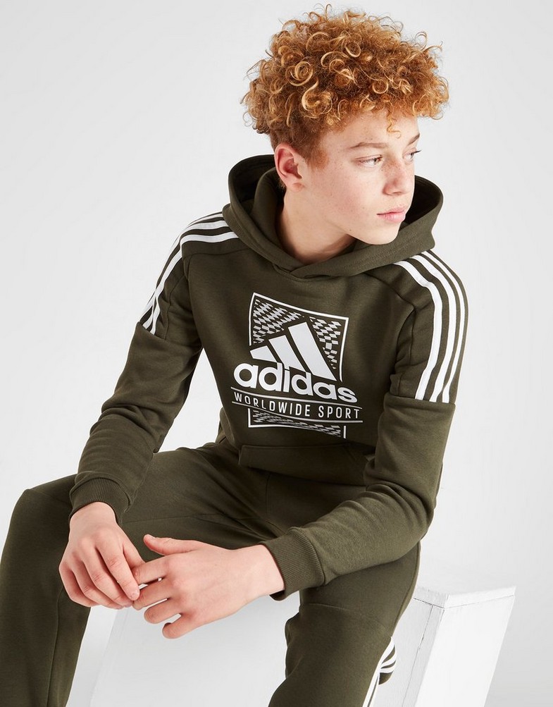 ADIDAS Z KAPTUREM BADGE OF SPORT LARGE LOGO HOODIE JUNIOR BOSHDKHK | kolor  Zielony ▷ Dziecięce Ubrania w JD Sports
