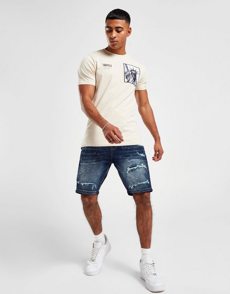 Krótkie spodenki, szorty męskie SUPPLY & DEMAND SZORTY DAKOTA DENIM SH MID SHORTS SUPTM16589 Niebieski