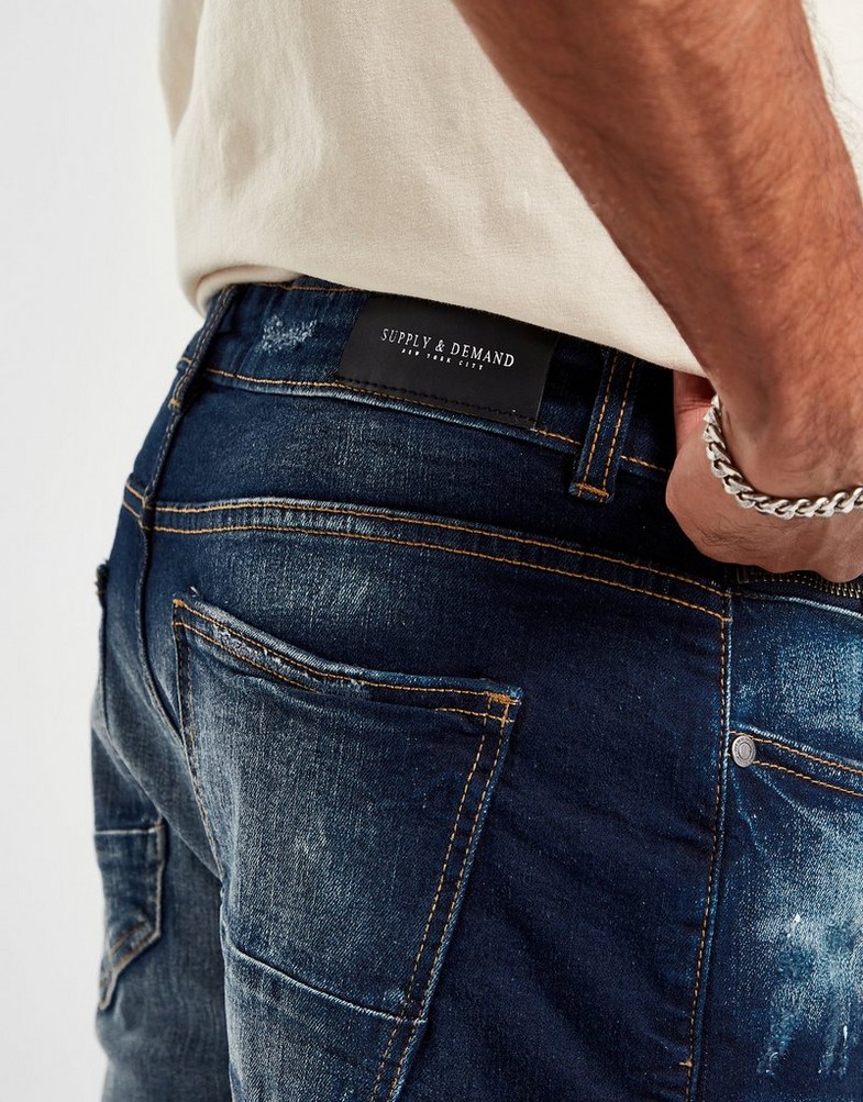 Krótkie spodenki, szorty męskie SUPPLY & DEMAND SZORTY DAKOTA DENIM SH MID SHORTS SUPTM16589 Niebieski