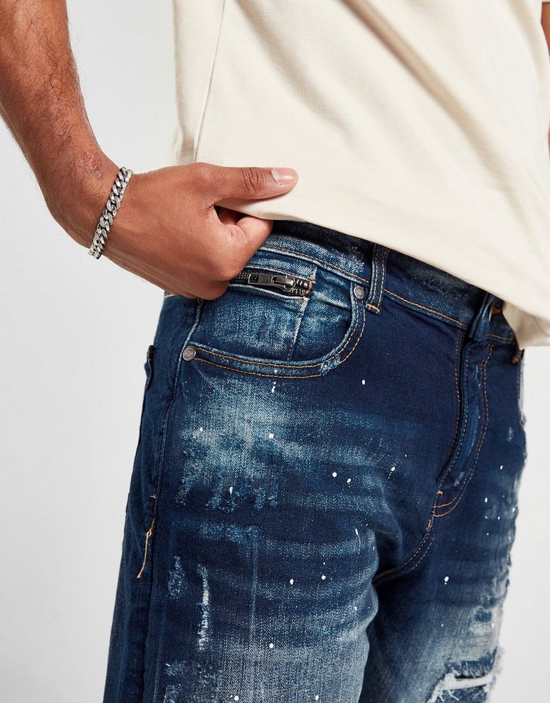 Krótkie spodenki, szorty męskie SUPPLY & DEMAND SZORTY DAKOTA DENIM SH MID SHORTS SUPTM16589 Niebieski