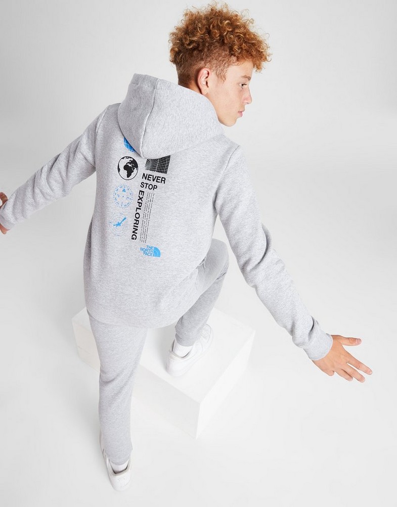 Detská mikina THE NORTH FACE MIKINA S KAPUCŇOU GRAPHIC HD NF0A87M9DYX1 Sivá