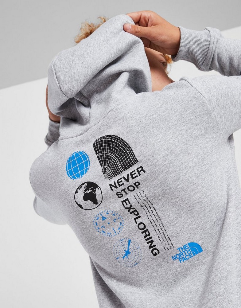 Detská mikina THE NORTH FACE MIKINA S KAPUCŇOU GRAPHIC HD NF0A87M9DYX1 Sivá