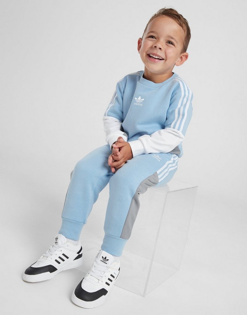 Komplet dresowy dziecięcy ADIDAS KOMPLET CHEV C/B CRWST BLU/GRY HZ0201 Niebieski