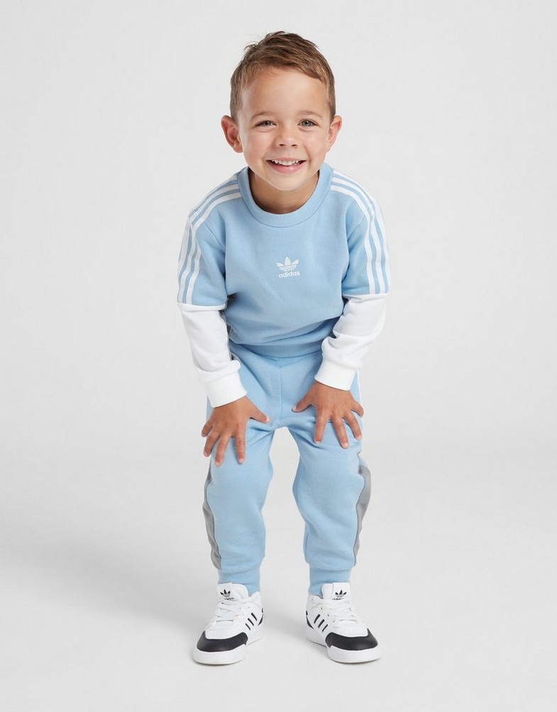 Komplet dresowy dziecięcy ADIDAS KOMPLET CHEV C/B CRWST BLU/GRY HZ0201 Niebieski
