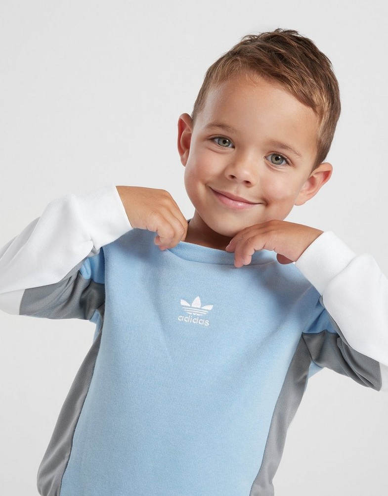 Komplet dresowy dziecięcy ADIDAS KOMPLET CHEV C/B CRWST BLU/GRY HZ0201 Niebieski