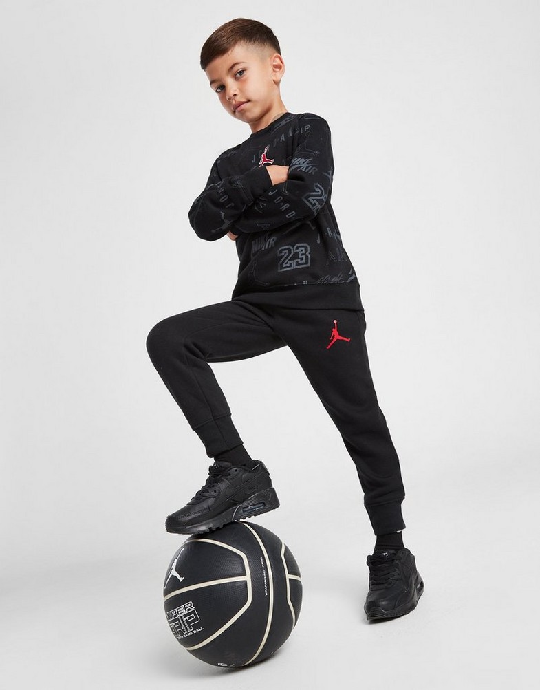 Detská tepláková súprava JORDAN SÚPRAVA AOP CRWST BLK/RED 85C838-023 Čierna