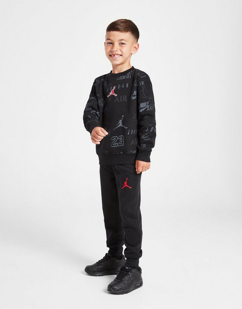 Detská tepláková súprava JORDAN SÚPRAVA AOP CRWST BLK/RED 85C838-023 Čierna
