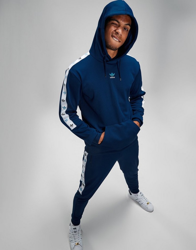 Bluza męska ADIDAS BLUZA Z KAPTUREM MONO TAPE OH NVY IP2223 Granatowy