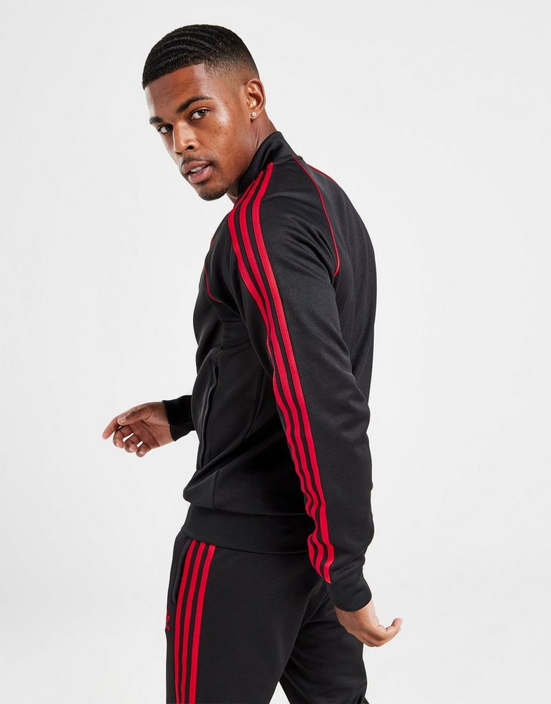 Bluza męska ADIDAS BLUZA ROZPINANA SSTAR TT BLK/RED IT7144 Czarny