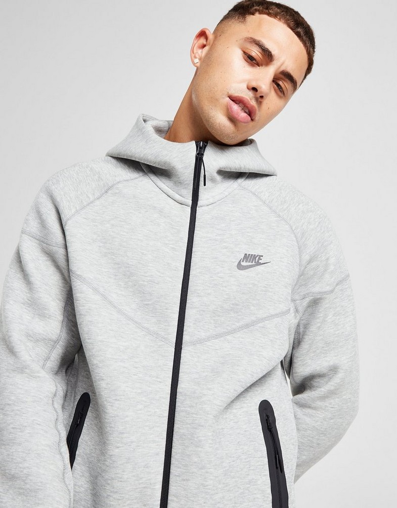 Чоловічі кофти NIKE КОФТА НА БЛИСКАВЦІ З КАПЮШОНОМ   M NK TCH FLC FZ WR FB7921-063 Сірий