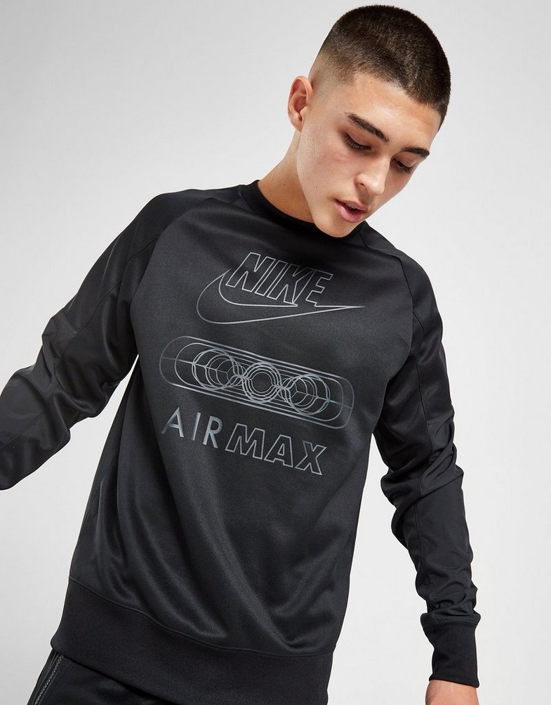 Bluză pentru bărbați NIKE BLUZĂ M NSW AIR MAX PK CREW FN0240-010 Negru