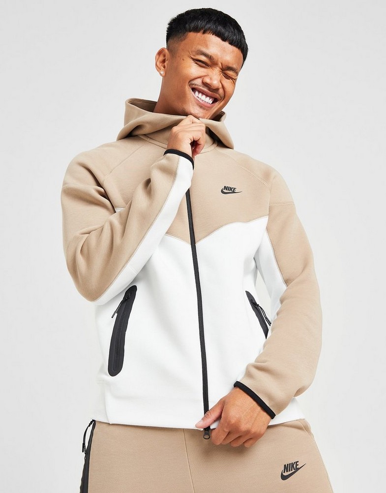 Bluză pentru bărbați NIKE BLUZĂ CU GLUGĂ M NK TCH FLC FZ WR FB7921-121 Bej