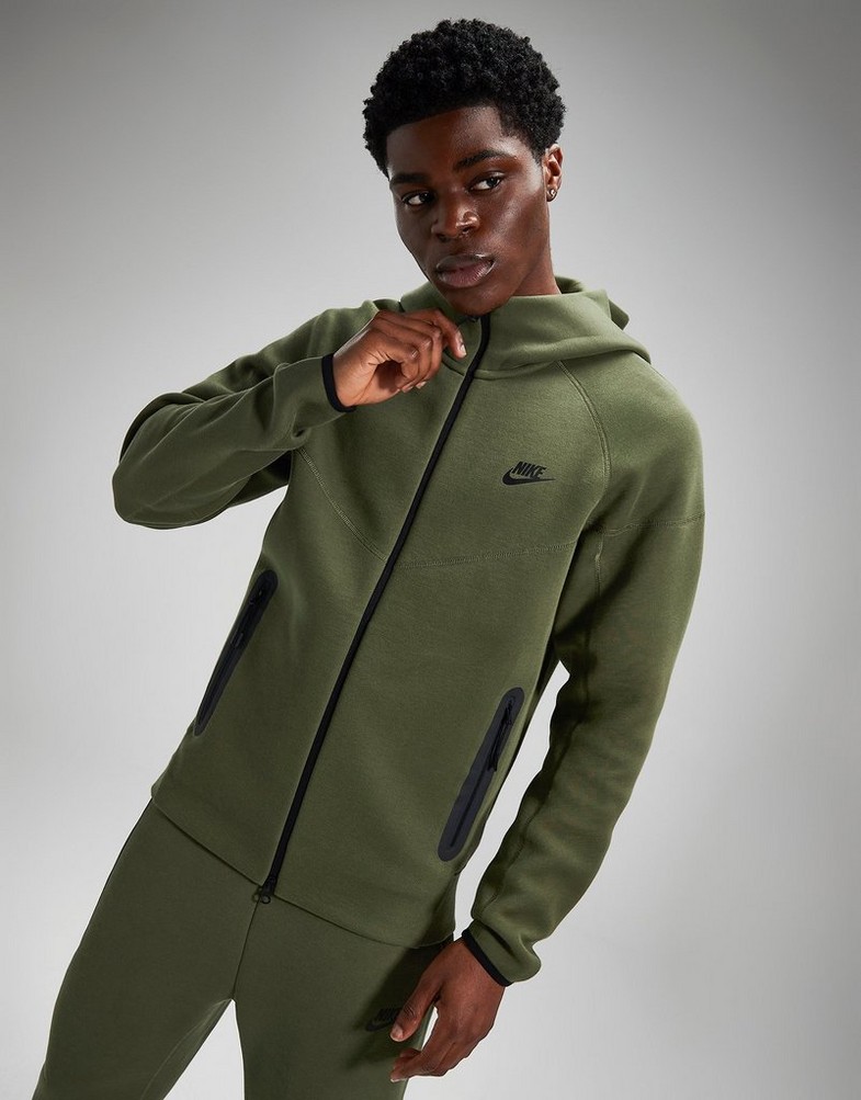 Bluza męska NIKE BLUZA ROZPINANA Z KAPTUREM M NK TCH FLC FB7921-222 Khaki