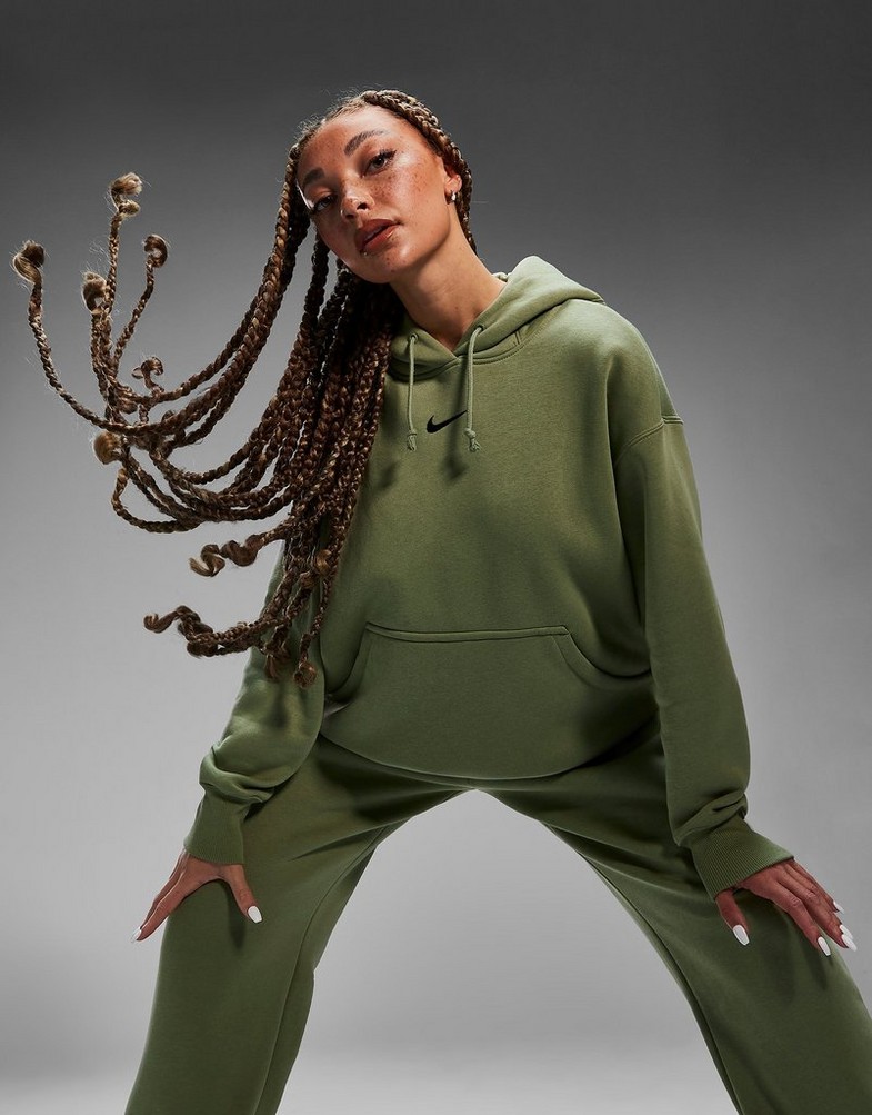 Bluza damska NIKE BLUZA Z KAPTUREM W NSW PHNX FLC OS PO HOODIE DQ5860-386 Khaki