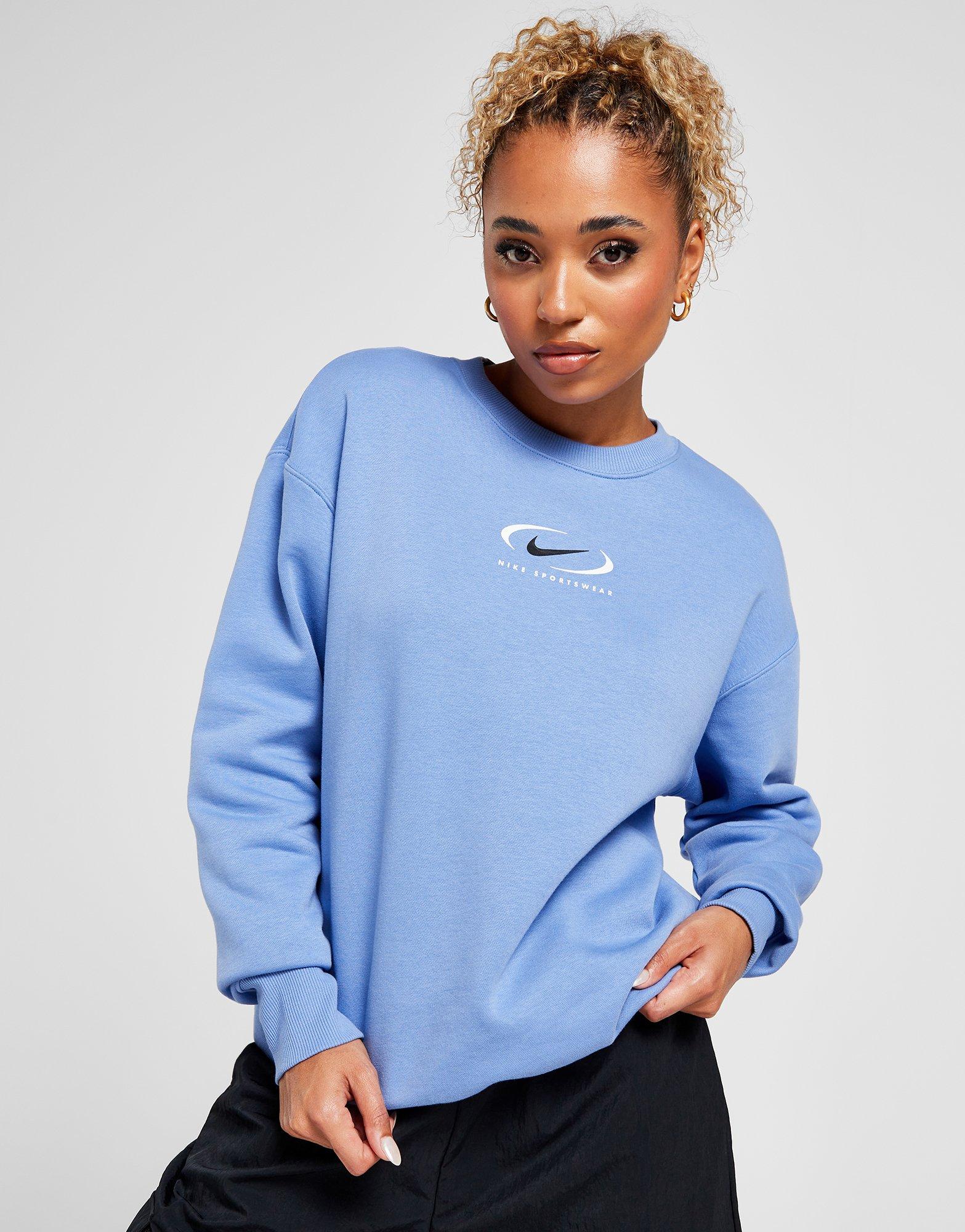 Bluza damska NIKE BLUZA W NSW PHNX FLC OS CREW PRNT SW FN7703-450 Niebieski