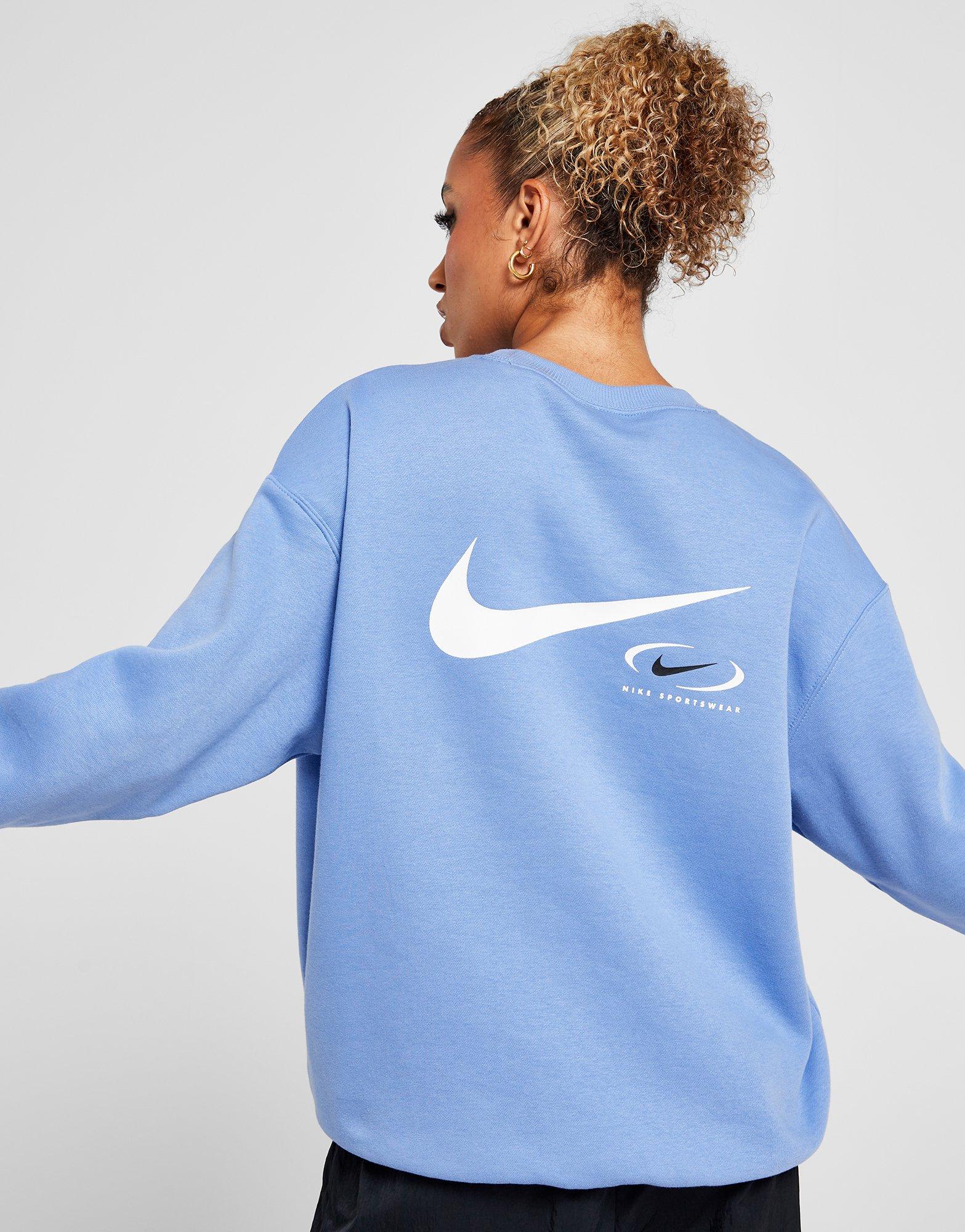 Bluza damska NIKE BLUZA W NSW PHNX FLC OS CREW PRNT SW FN7703-450 Niebieski