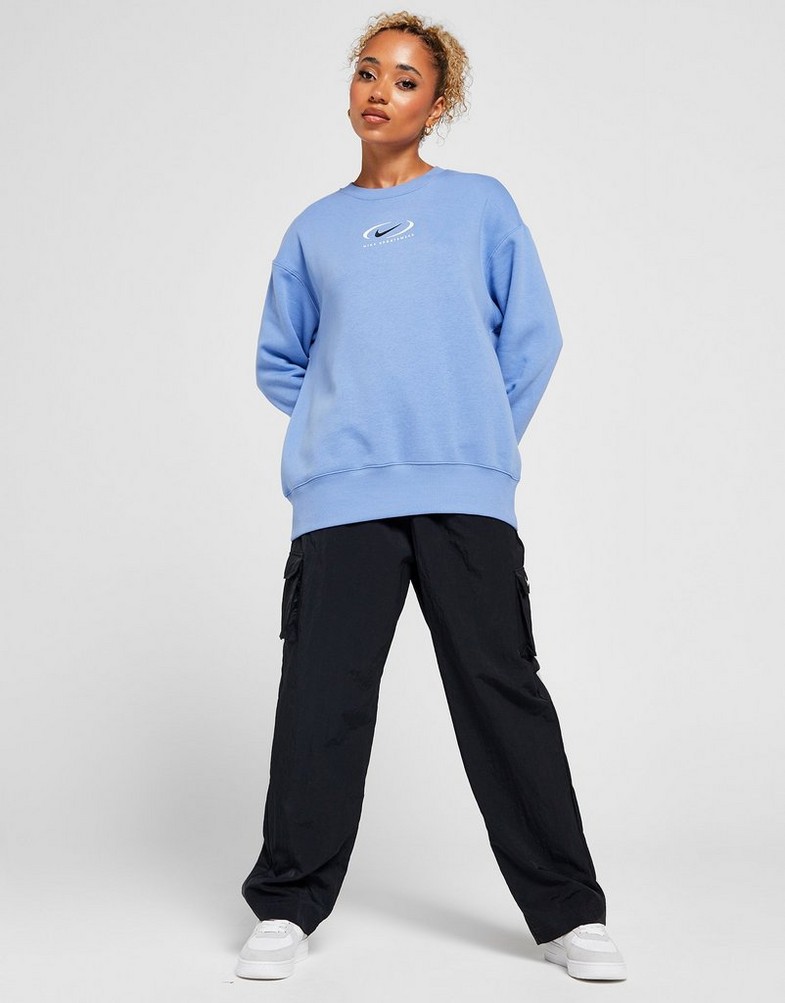 Bluza damska NIKE BLUZA W NSW PHNX FLC OS CREW PRNT SW FN7703-450 Niebieski