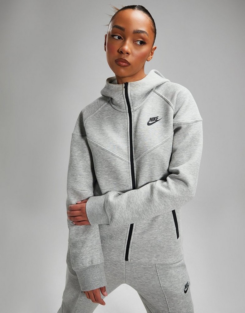 Жіночі кофти NIKE КОФТА З КАПЮШОНОМ W NSW TCH FLC WR FZ HDY FB8338-063 Сірий