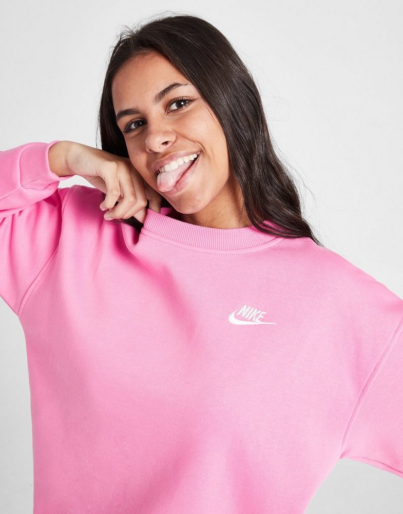 Vaikiškas džemperis NIKE DŽEMPERIS G NSW CLUB FLC OVRSZD CREW GIRL FD2923-675 Rožinė