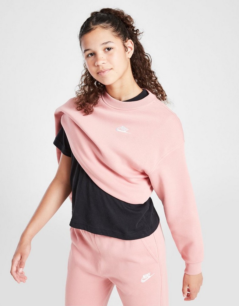 Detská mikina NIKE MIKINA G NSW CLUB FLC OVRSZD CREW GIRL FD2923-618 Růžová