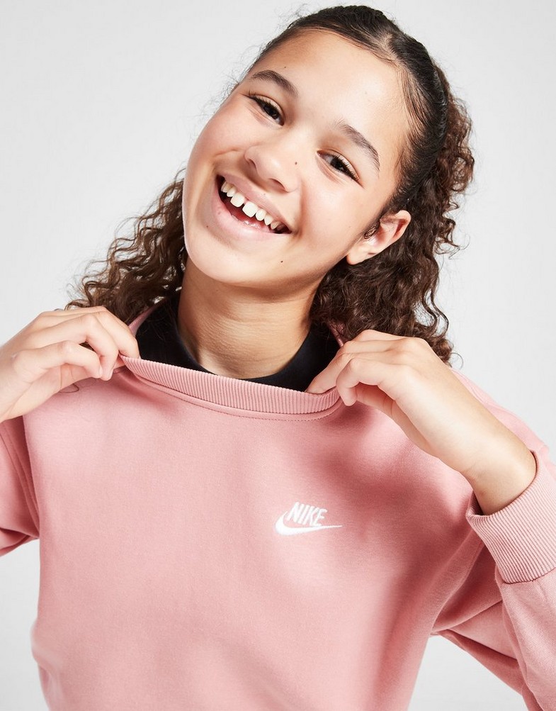Detská mikina NIKE MIKINA G NSW CLUB FLC OVRSZD CREW GIRL FD2923-618 Růžová