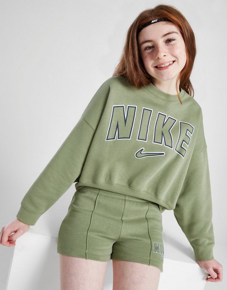 Дитячі кофти NIKE КОФТА G NSW TREND FLC CREW PRNT FN7720-386 Зелений