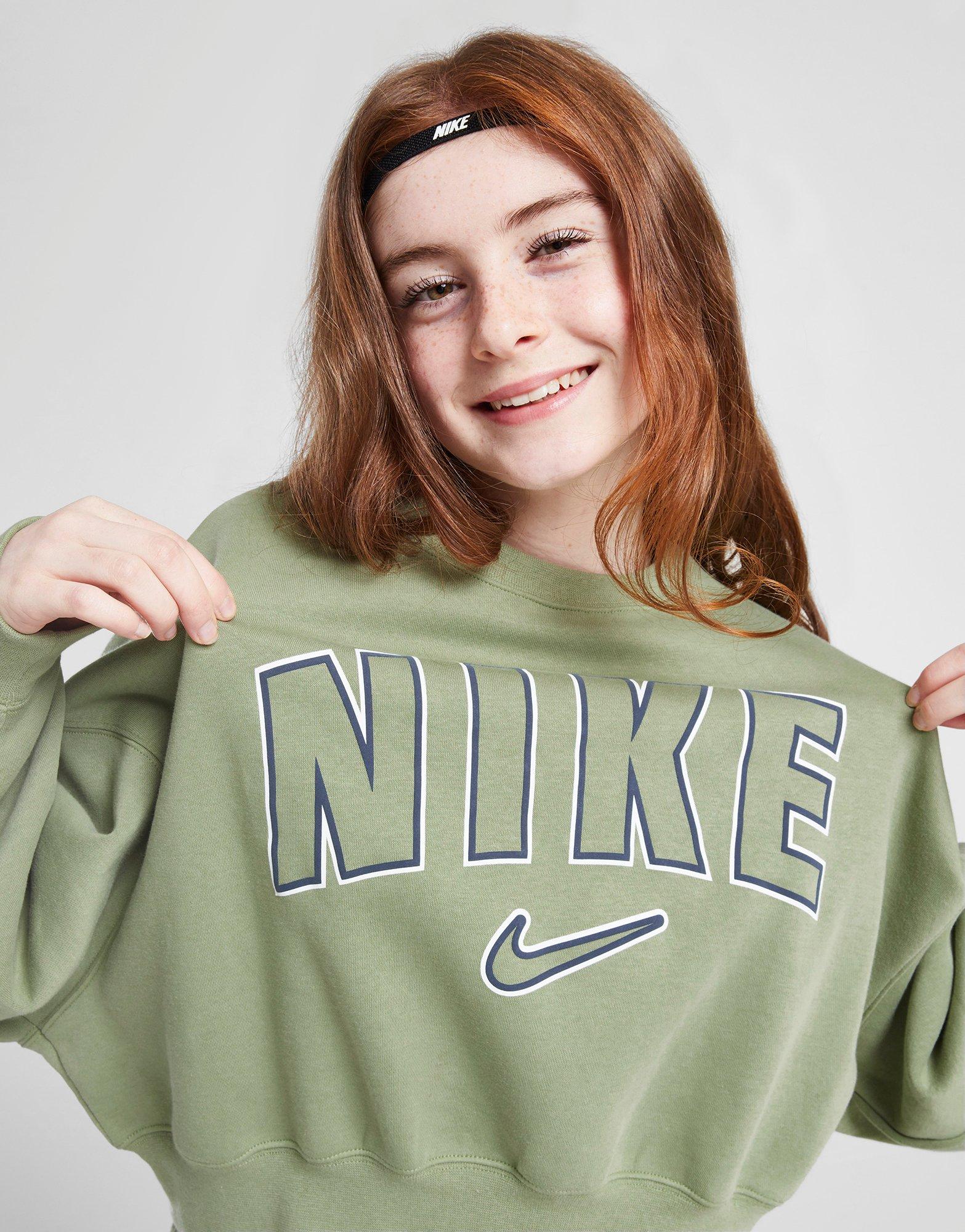 Bluza dziecięca NIKE BLUZA G NSW TREND FLC CREW PRNT FN7720-386 Zielony