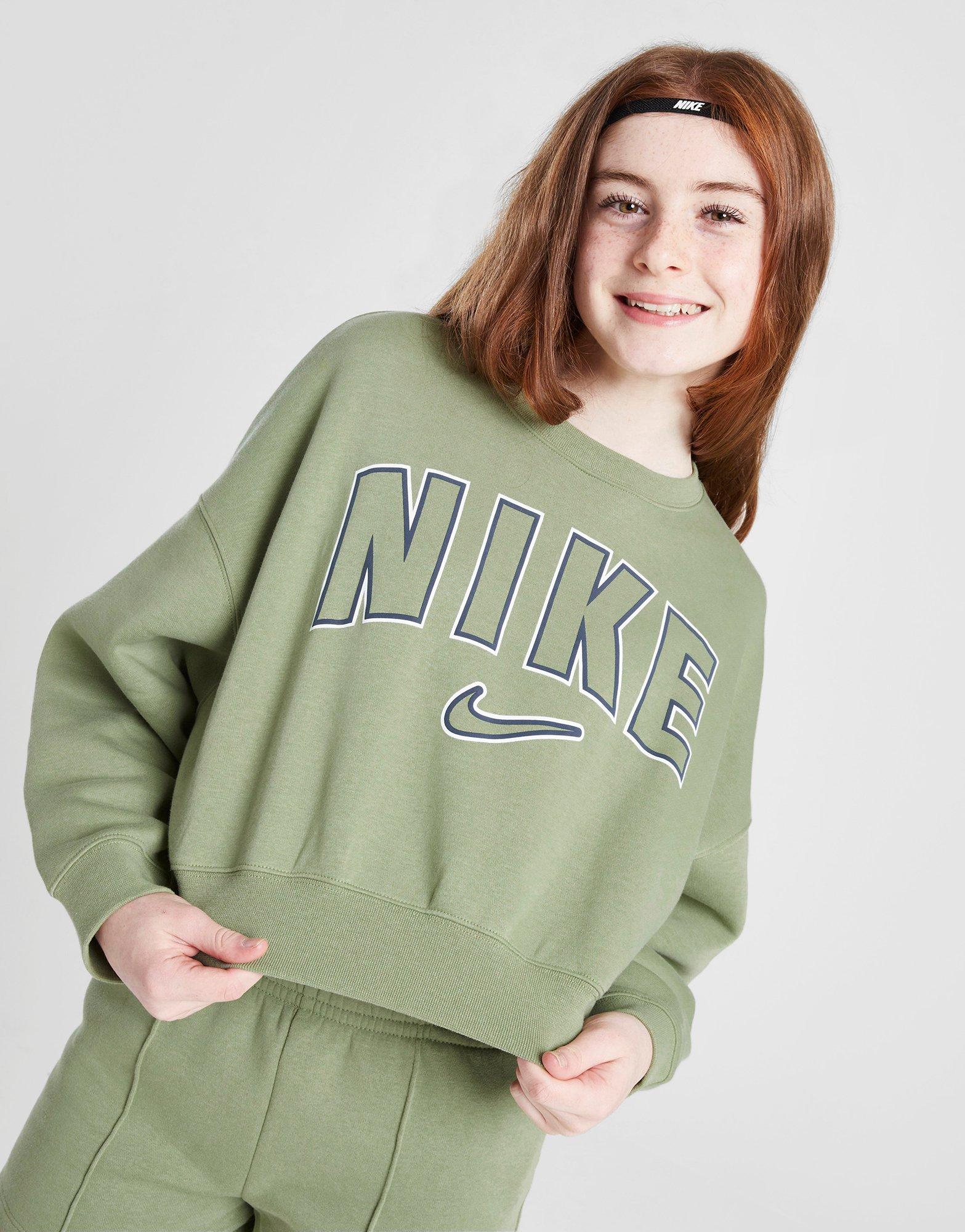 Bluza dziecięca NIKE BLUZA G NSW TREND FLC CREW PRNT FN7720-386 Zielony