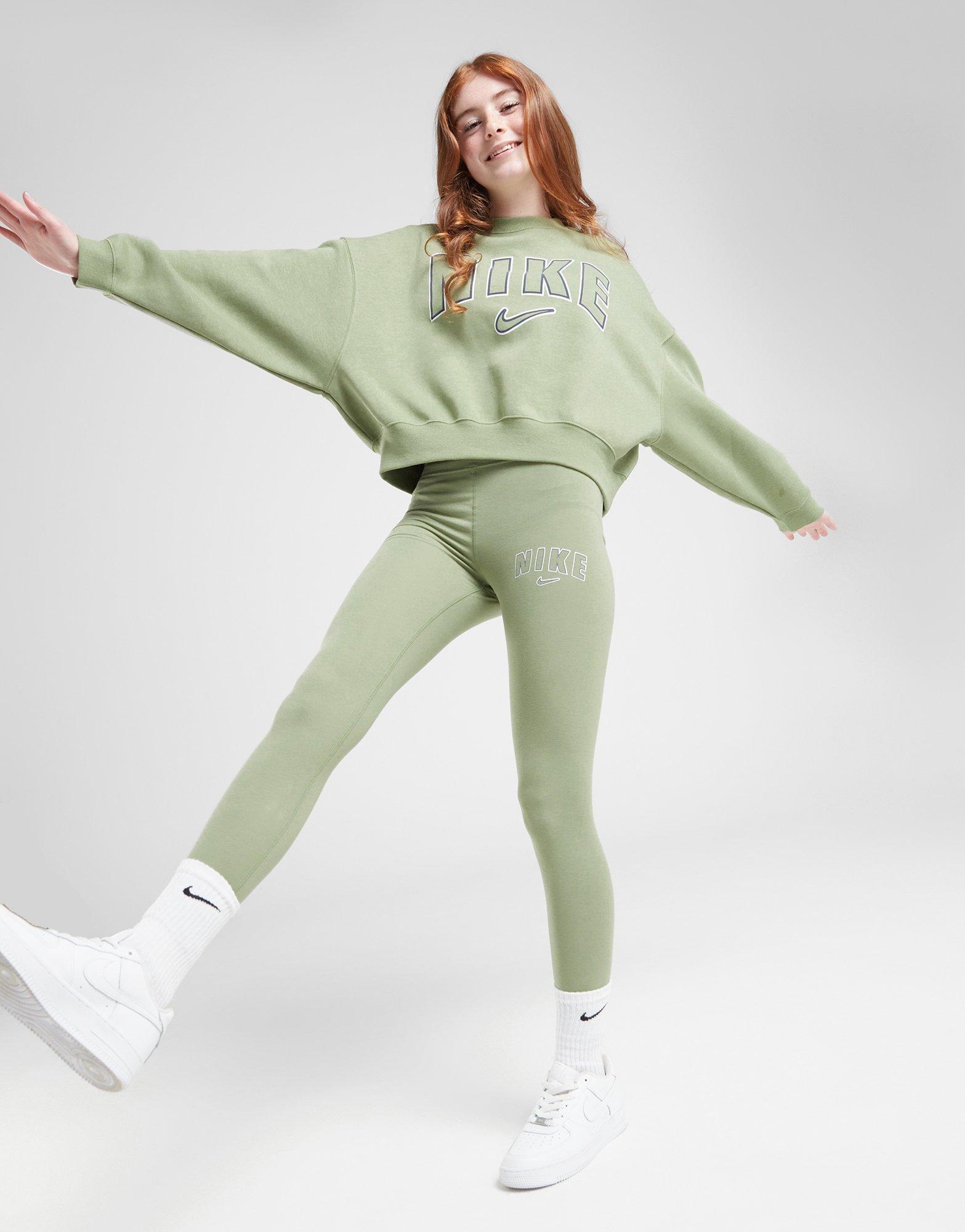 Dječje hlače NIKE TAJICE G NSW FAV TREND HW LGGNG PRNT FN7718-386 zelena