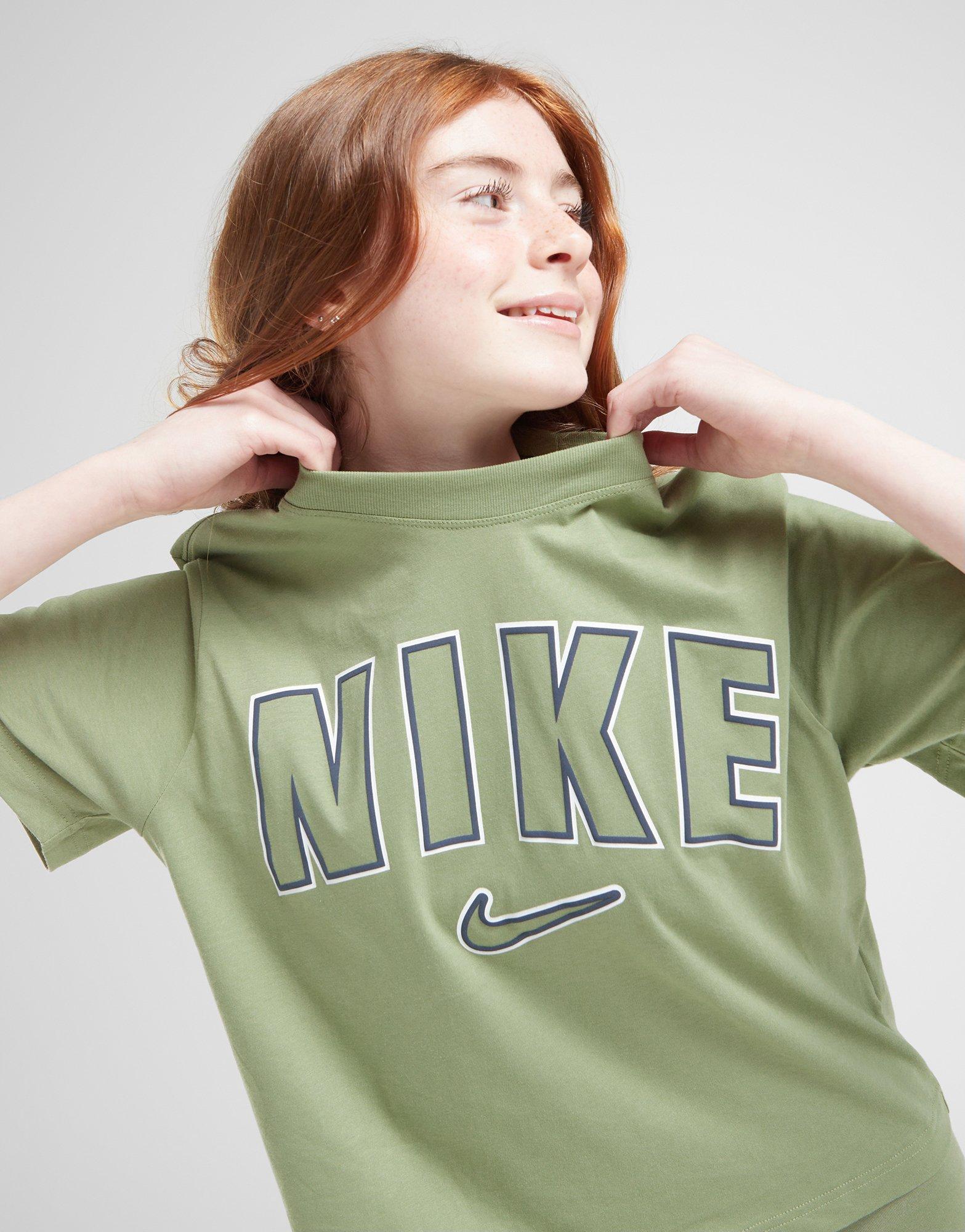 Dječji T-shirt NIKE T-SHIRT G NSW TEE SS BOXY PRNT FN7719-386 zelena