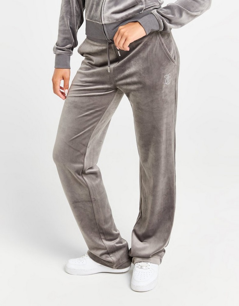 Dámské kalhoty JUICY COUTURE KALHOTY  DMNT LOGO VLR PANT C'GRY JCJDW187617 Šedá