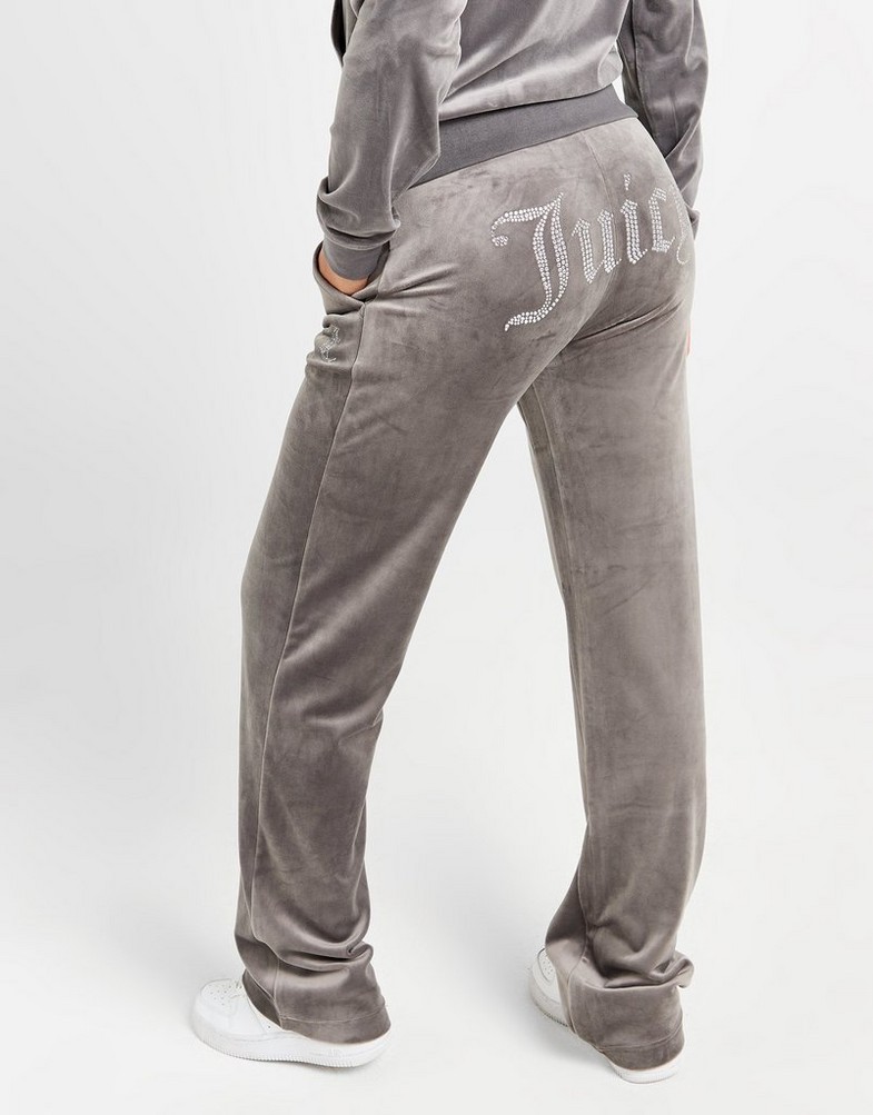 Dámské kalhoty JUICY COUTURE KALHOTY  DMNT LOGO VLR PANT C'GRY JCJDW187617 Šedá