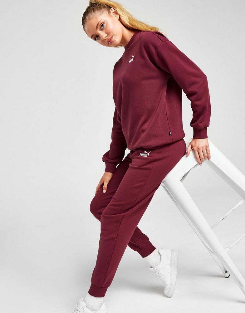 Pantaloni pentru femei PUMA PANTALONI  ESS+ EMBROIDERY HIGH-WAIST PANTS F 67000734 Bordo