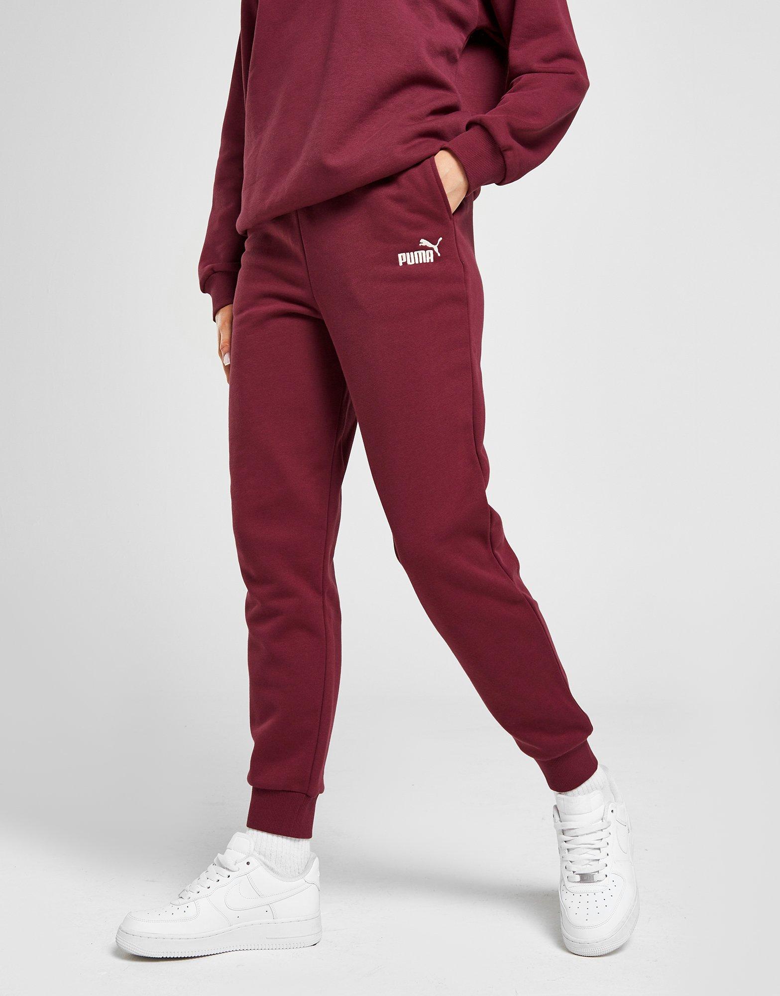 Ženske hlače PUMA HLAČE ESS+ EMBROIDERY HIGH-WAIST PANTS FL 67000734 bordo