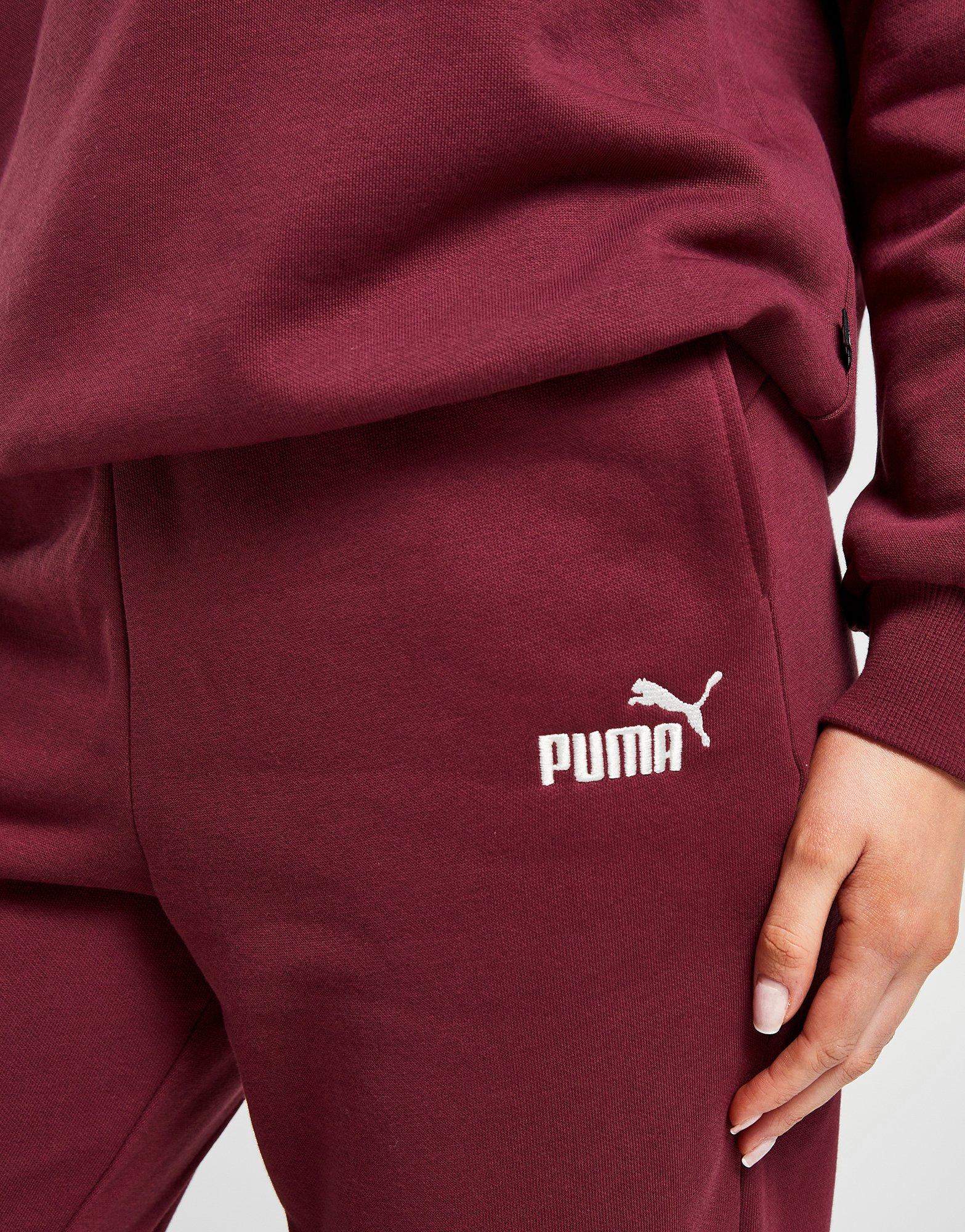 Ženske hlače PUMA HLAČE ESS+ EMBROIDERY HIGH-WAIST PANTS FL 67000734 bordo